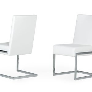 Modrest Batavia - Modern White & Stainless Steel Dining Chair (Set of 2)
