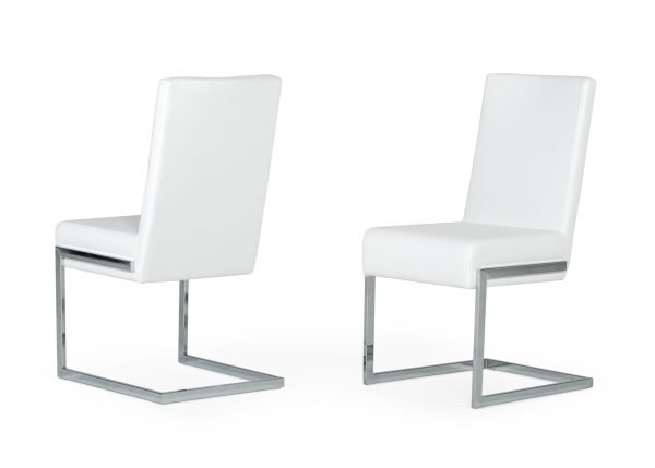 Modrest Batavia - Modern White & Stainless Steel Dining Chair (Set of 2)