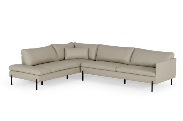 Divani Casa Sherry - Modern Grey Leather Left Facing Sectional Sofa - Image 2