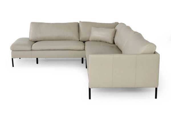 Divani Casa Sherry - Modern Grey Leather Left Facing Sectional Sofa - Image 4