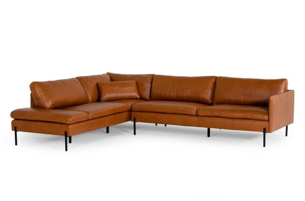 Divani Casa Sherry - Modern Cognac Leather Left Facing Sectional Sofa - Image 2