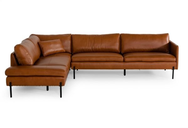 Divani Casa Sherry - Modern Cognac Leather Left Facing Sectional Sofa - Image 3