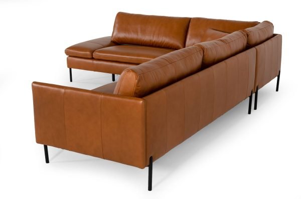 Divani Casa Sherry - Modern Cognac Leather Left Facing Sectional Sofa - Image 4