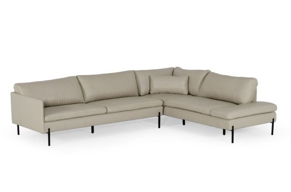 Divani Casa Sherry - Modern Grey Leather Right Facing Sectional Sofa - Image 2