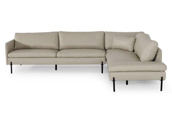 Divani Casa Sherry - Modern Grey Leather Right Facing Sectional Sofa - Image 3