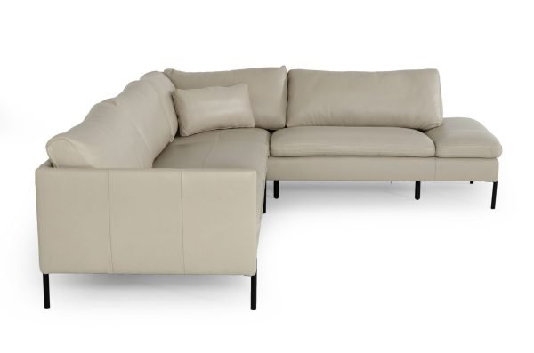 Divani Casa Sherry - Modern Grey Leather Right Facing Sectional Sofa - Image 4
