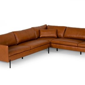 Divani Casa Sherry - Modern Cognac Leather Right Facing Sectional Sofa