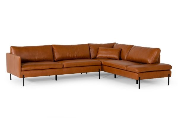 Divani Casa Sherry - Modern Cognac Leather Right Facing Sectional Sofa - Image 2