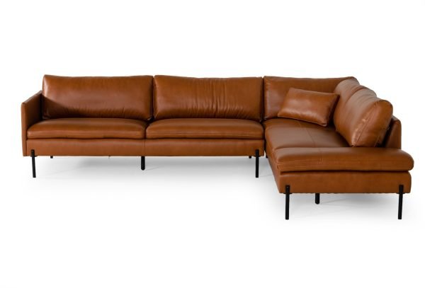 Divani Casa Sherry - Modern Cognac Leather Right Facing Sectional Sofa - Image 3