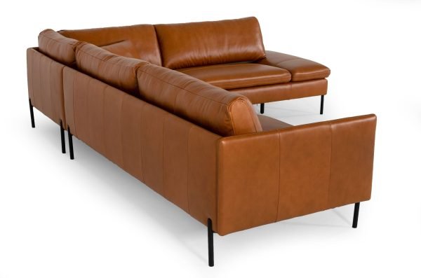 Divani Casa Sherry - Modern Cognac Leather Right Facing Sectional Sofa - Image 4