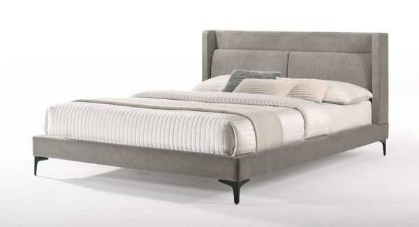 Modrest Paula - Eastern King Mid-Century Grey Upholstered Bed