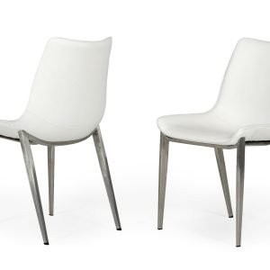 Modrest Frasier - Modern White Eco-Leather Dining Chair (Set of 2)