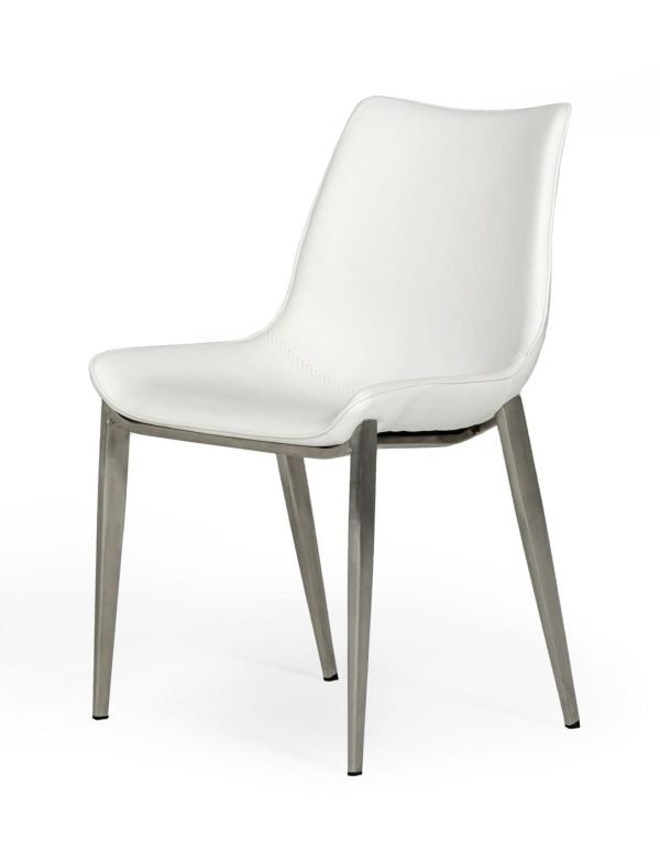 Modrest Frasier - Modern White Eco-Leather Dining Chair (Set of 2) - Image 2
