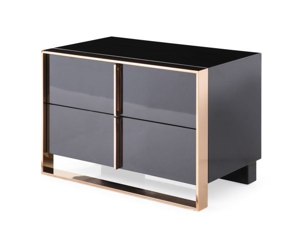 Nova Domus Cartier Modern Black & Rosegold Nightstand - Image 3