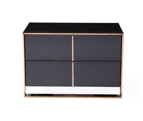 Nova Domus Cartier Modern Black & Rosegold Nightstand