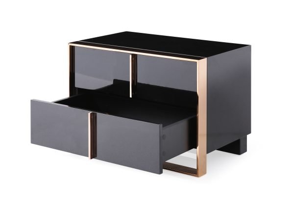 Nova Domus Cartier Modern Black & Rosegold Nightstand - Image 2