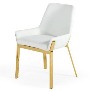 Modrest Ganon - Modern White & Gold Dining Chair