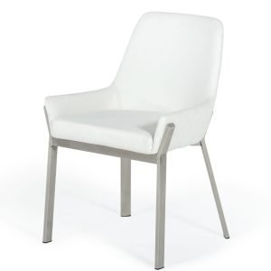 Modrest Ganon - Modern White & Brushed Stainless Steel Dining Chair