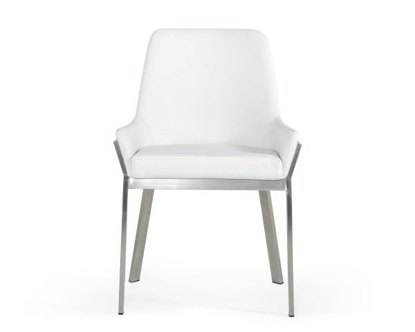Modrest Ganon - Modern White & Brushed Stainless Steel Dining Chair - Image 5