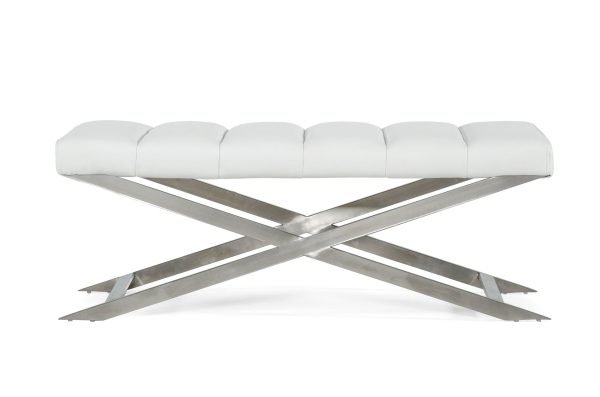 Modrest Xane - Contemporary White & Brushed Stainless Steel Bench - Image 5