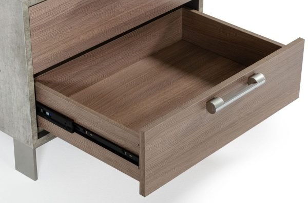 Nova Domus Boston - Modern Brown Oak & Brushed Stainless Steel Nightstand - Image 2