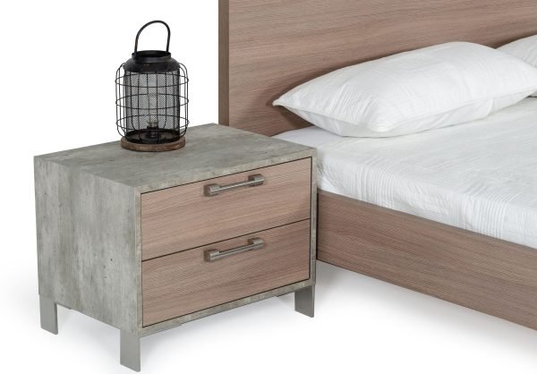 Nova Domus Boston - Modern Brown Oak & Brushed Stainless Steel Nightstand - Image 3