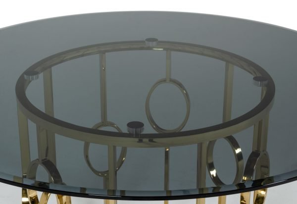 Modrest Filbert - Modern Smoked Glass & Champagne Gold Dining Table - Image 3