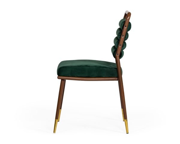 Modrest Biscay - Modern Dark Green & Walnut Steel Dining Chair - Image 3