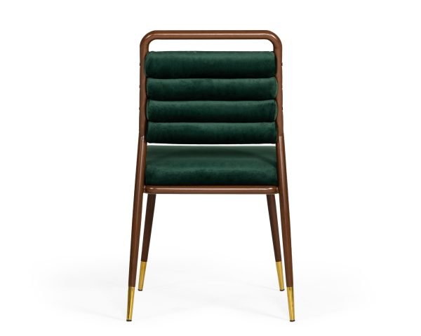 Modrest Biscay - Modern Dark Green & Walnut Steel Dining Chair - Image 4