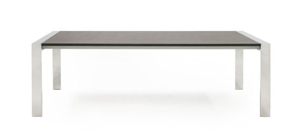 Modrest Fauna - Modern Elm Grey & Stainless Steel Chrome Dining Table - Image 3