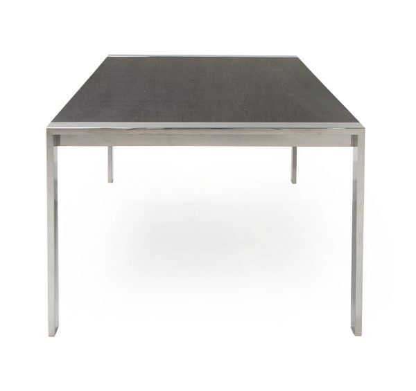 Modrest Fauna - Modern Elm Grey & Stainless Steel Chrome Dining Table - Image 5