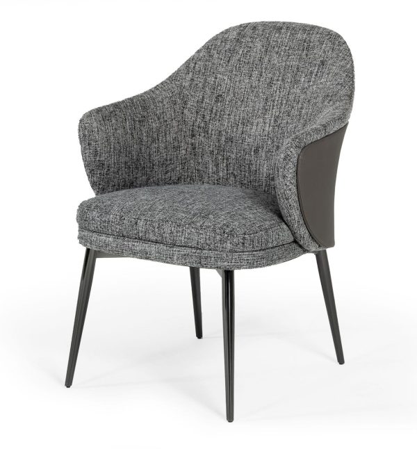 Modrest Cora - Modern Grey Fabric & Leatherette Dining Chair