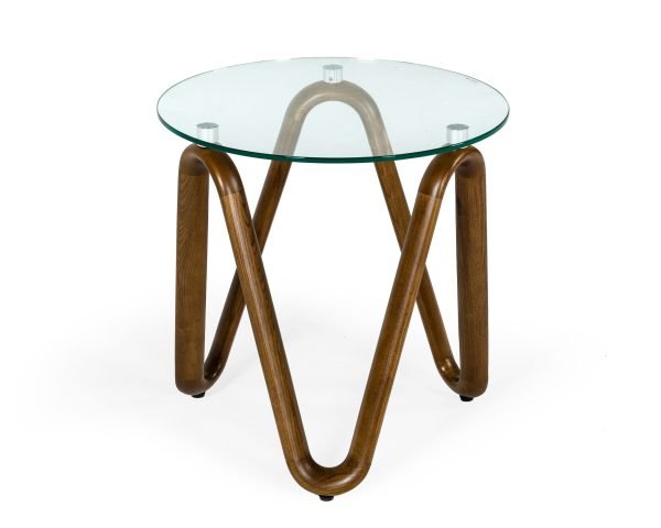 Modrest Lassen - Modern Glass & Walnut End Table - Image 2