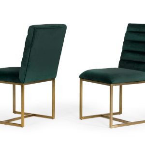 Modrest Barker - Modern Green & Brush Gold Dining Chair (Set of 2)