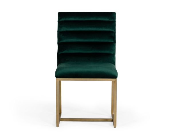 Modrest Barker - Modern Green & Brush Gold Dining Chair (Set of 2) - Image 3