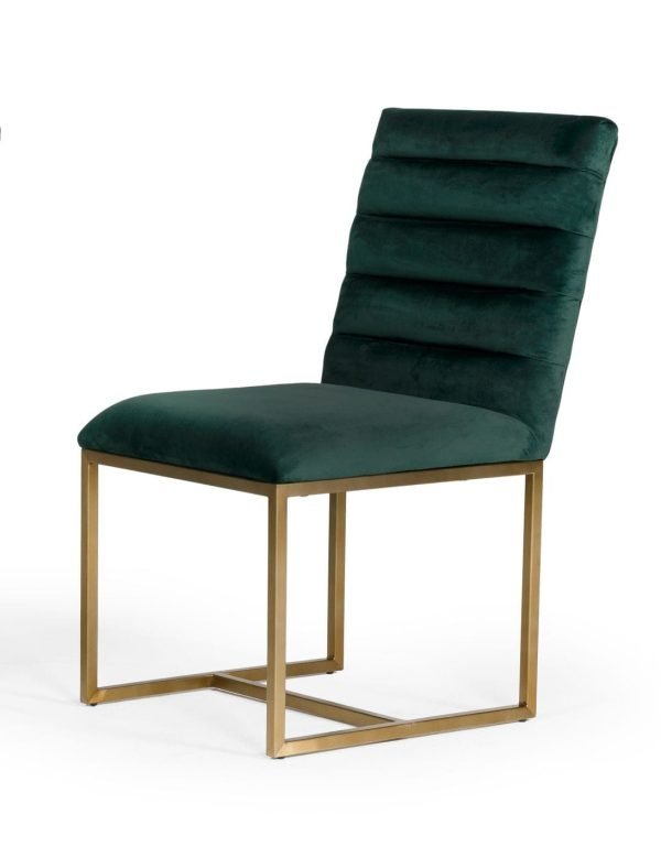 Modrest Barker - Modern Green & Brush Gold Dining Chair (Set of 2) - Image 2