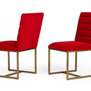 Modrest Barker - Modern Burnt Orange & Brush Gold Dining Chair (Set of 2)