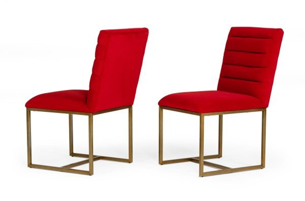 Modrest Barker - Modern Burnt Orange & Brush Gold Dining Chair (Set of 2)