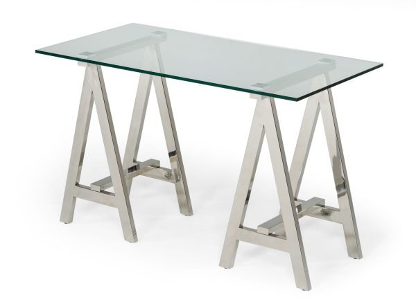 Modrest Ostrow - Modern Glass & Stainless Steel Console Table - Image 2