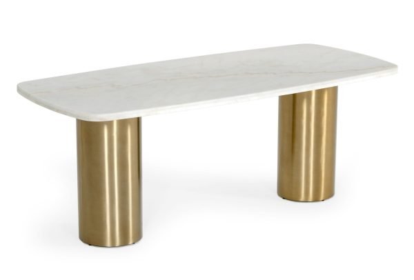 Modrest Rocky - Glam White Marble & Brush Gold Dining Table - Image 3