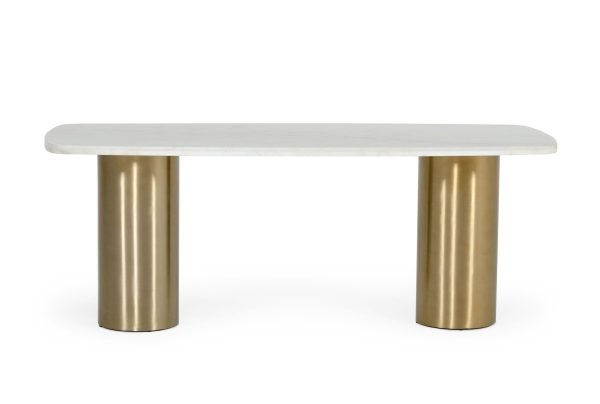 Modrest Rocky - Glam White Marble & Brush Gold Dining Table - Image 4