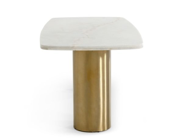 Modrest Rocky - Glam White Marble & Brush Gold Dining Table - Image 5