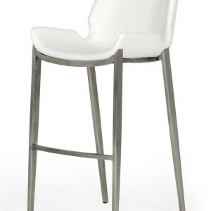 Modrest Dave - Modern White Leatherette Bar Stool (Set of 2)