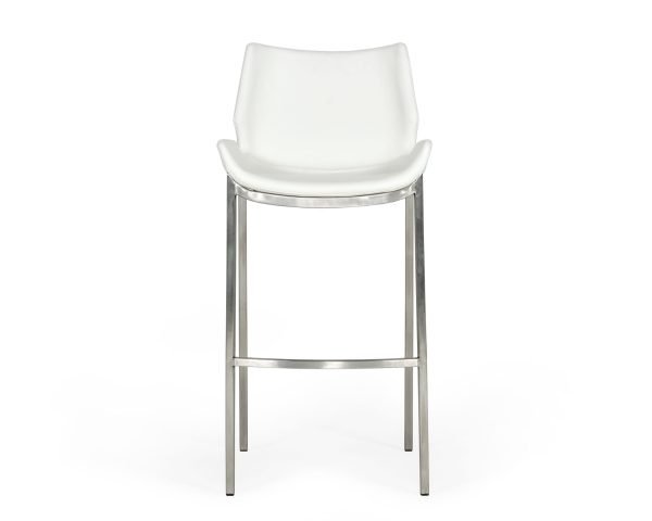 Modrest Dave - Modern White Leatherette Bar Stool (Set of 2) - Image 2