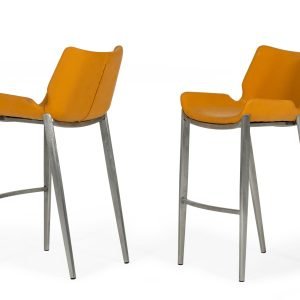 Modrest Dave - Modern Orange Leatherette Bar Stool (Set of 2)