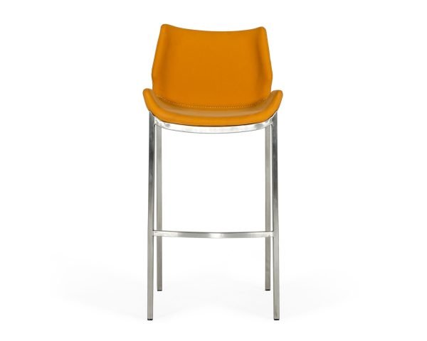 Modrest Dave - Modern Orange Leatherette Bar Stool (Set of 2) - Image 3