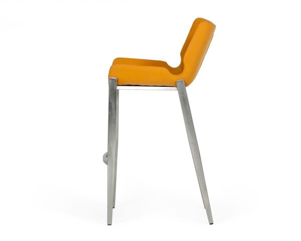 Modrest Dave - Modern Orange Leatherette Bar Stool (Set of 2) - Image 4