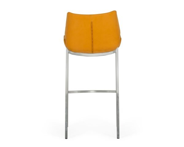 Modrest Dave - Modern Orange Leatherette Bar Stool (Set of 2) - Image 5
