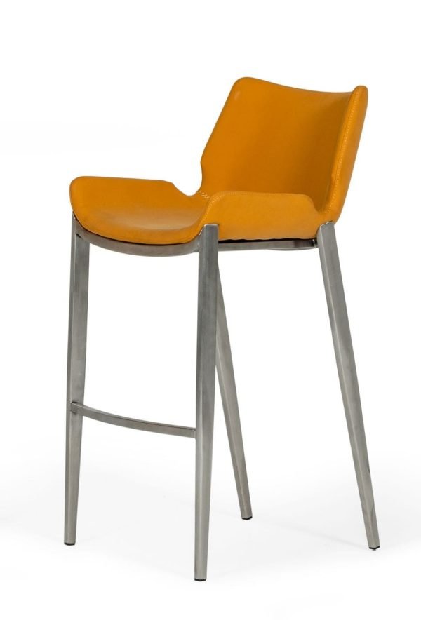 Modrest Dave - Modern Orange Leatherette Bar Stool (Set of 2) - Image 2