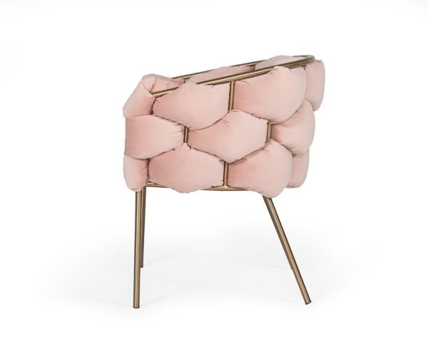 Modrest Debra - Modern Pink Fabric Dining Chair - Image 2